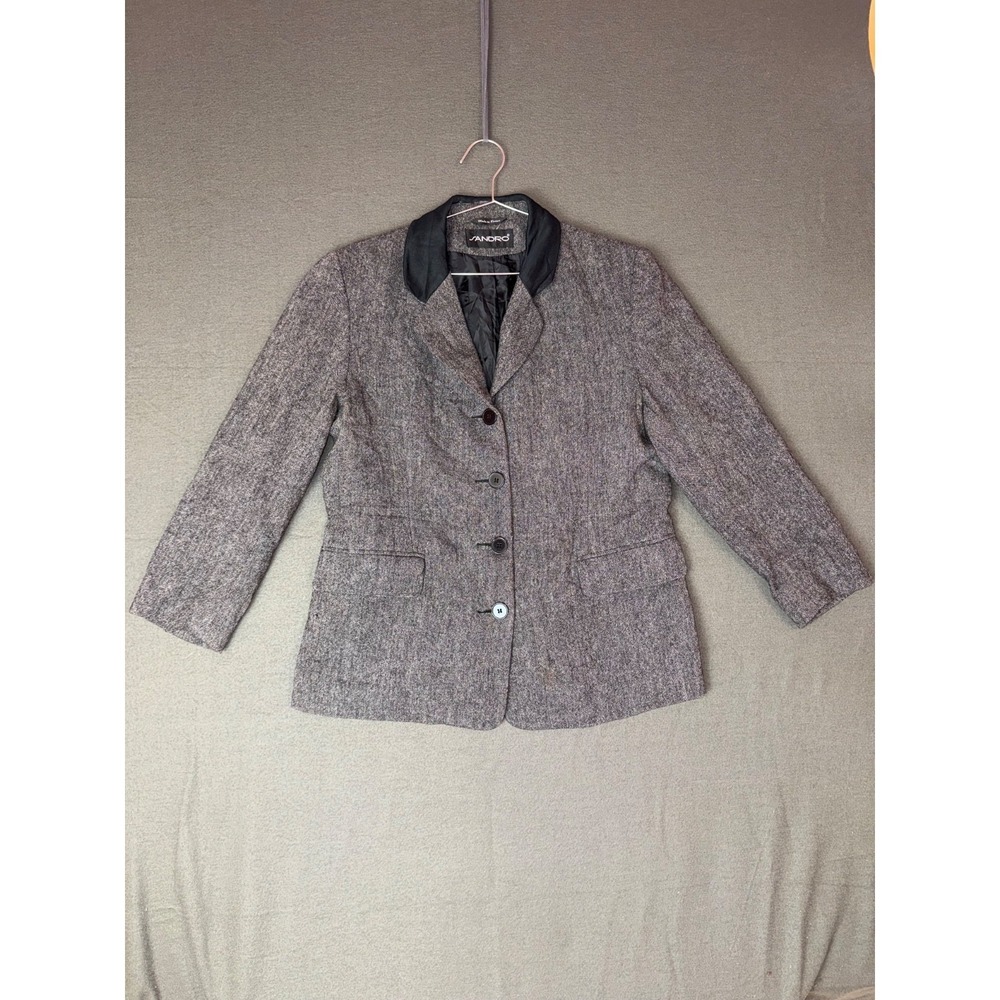 Vintage Sandro Women's Made In Russia Gray Blazer Size Medium